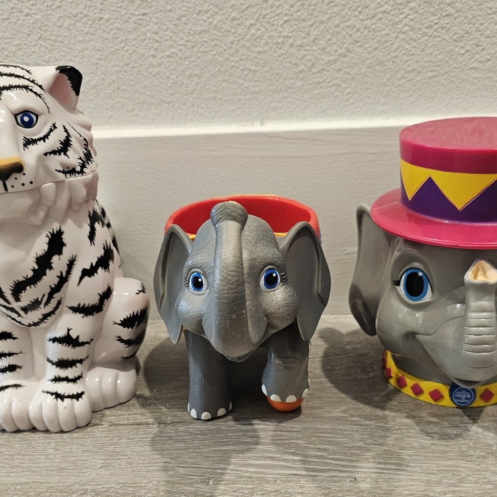 Ringling Brother Circus Elephant Mug And Cup, Tiger Mug With Lid Lot Of 3 New